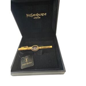 VINTAGE Yves Saint Laurent Tie Pin*VINTAGE BOX*Gold plated*Gorgeous set